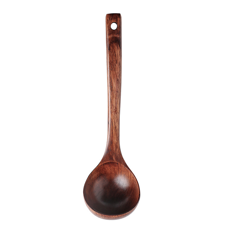 Djup träslev skopa återanvändbar matlagningssked serveringsslev i japansk stil kökssoppa gröt redskap redskap s/m/l: 26.5 x 9cm
