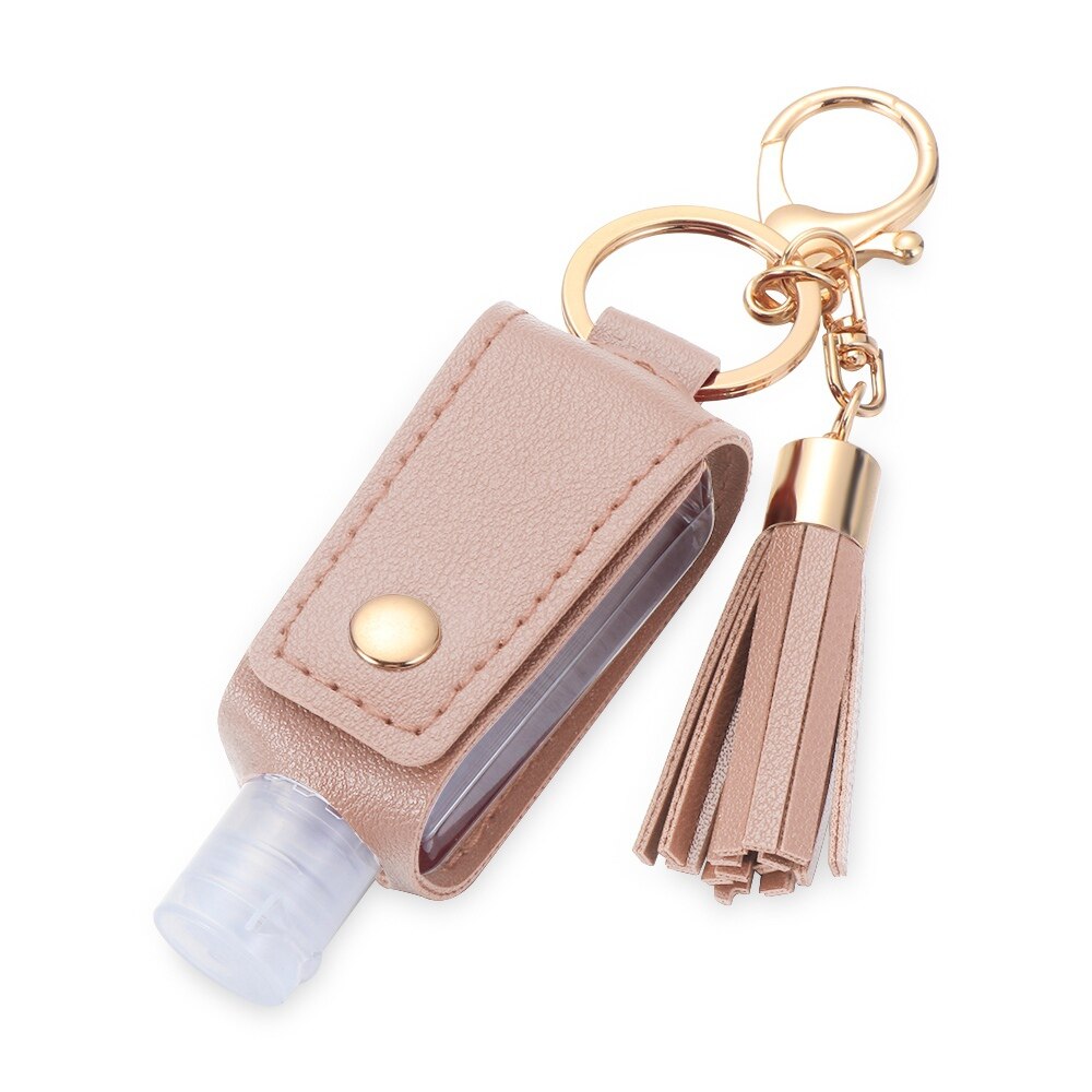 Empty Refillable Bottles Keychain Holder Reusable Lotion Squeeze Tube Soap Containers Leather Pouches Travel Accessories: pink 1