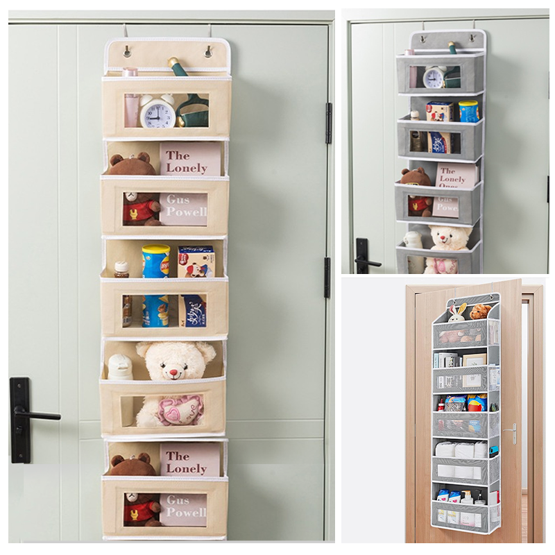 Hanging Bag Door Organiser Over Door Wall Mounted Lingerie Organiser 5 Pockets Home Organiser for Bathroom Bedroom Closet