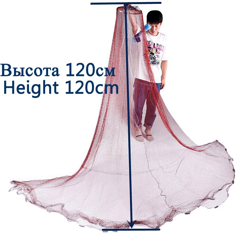 Lawaia Multifilament Throwing Fishing Net Braided Wire Aluminum Ring Fishing Tackle for Shallow Water Network Height 4ft/6ft/9ft: white