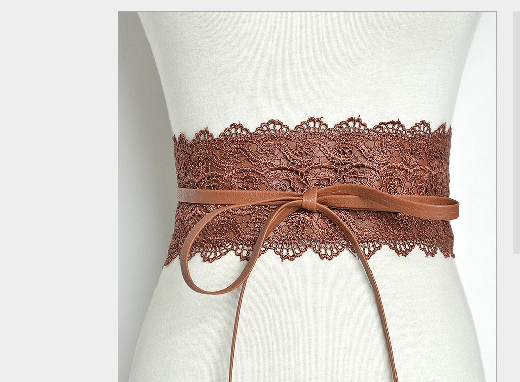 Dame stretch spænde talje bælte bred blonde elastisk korset linning sort blå orange hvid rød: Mørk khaki
