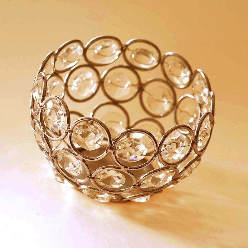 Gouden zilveren kristallen theelichthouders, kandelaars, standaard voor bruiloftstafels, valentijnsdag, huisdecoratie: Goud 6 x 9cm