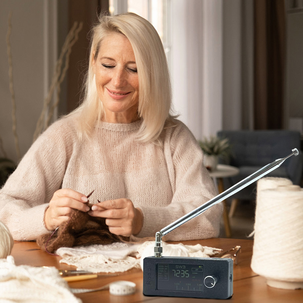 SI4732 Bærbar Radio Mottaker - 0.5-108MHz HF SW MW VHF LSB USB AM FM - Oppladbart Batteri
