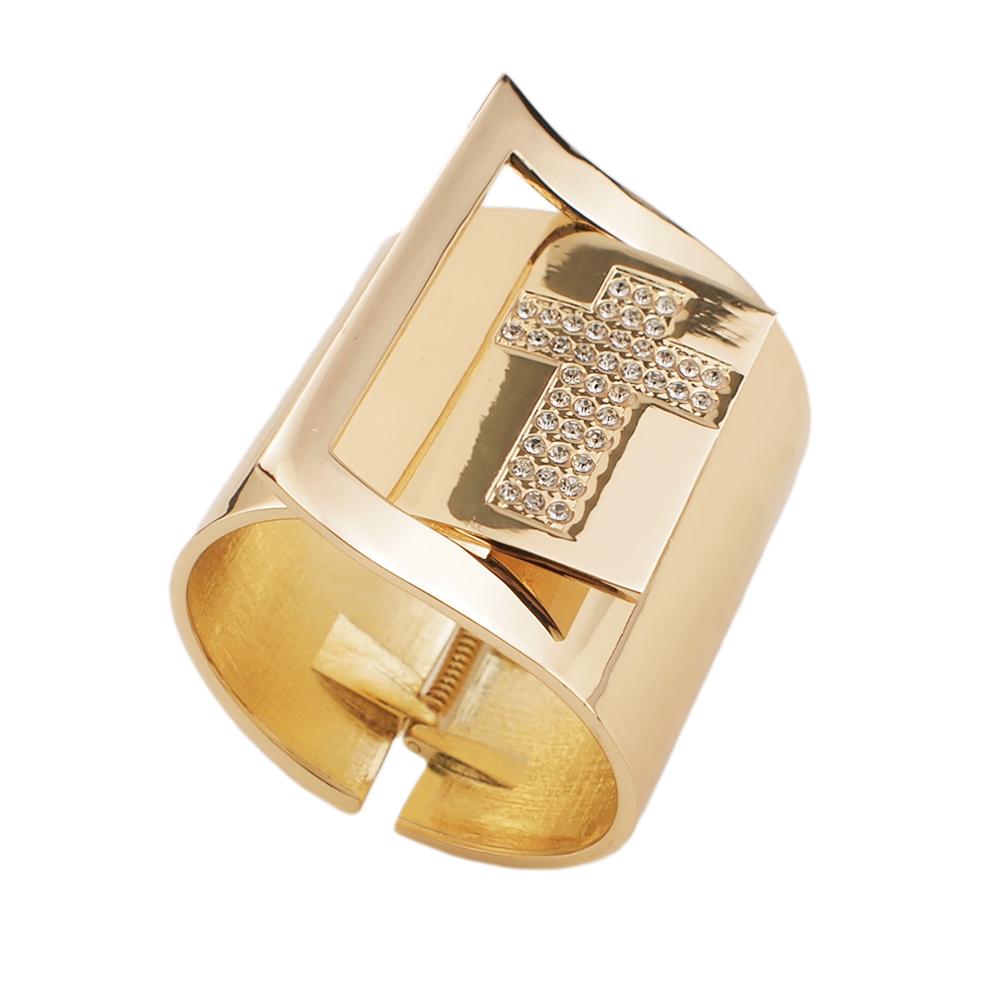 Grote manchet armband met manilla kruis en strass steentjes voor dames, kostuum statement armband sieraden