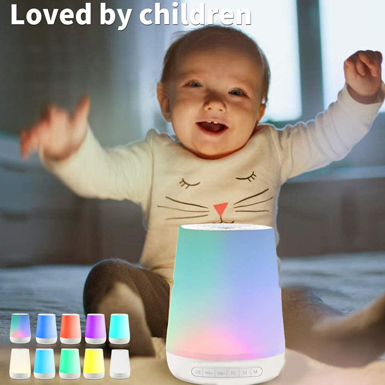 MBZ085 White Noise Machine Baby Sleep Sound Machine Colorful Night Lights 28 Soothing Sounds with 3.5mm Headphone Jack