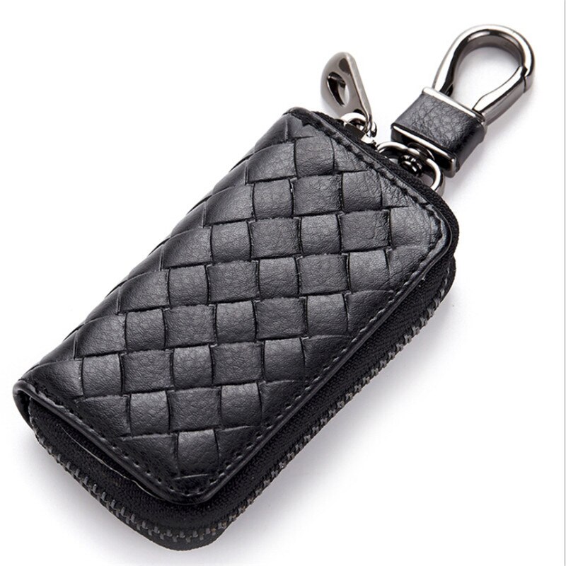 1 PC Coin Pocket Keychain Pouch Purse PU Leather Housekeeper Key Wallet Man Ring Case Holder Smart Organizer Bag: black