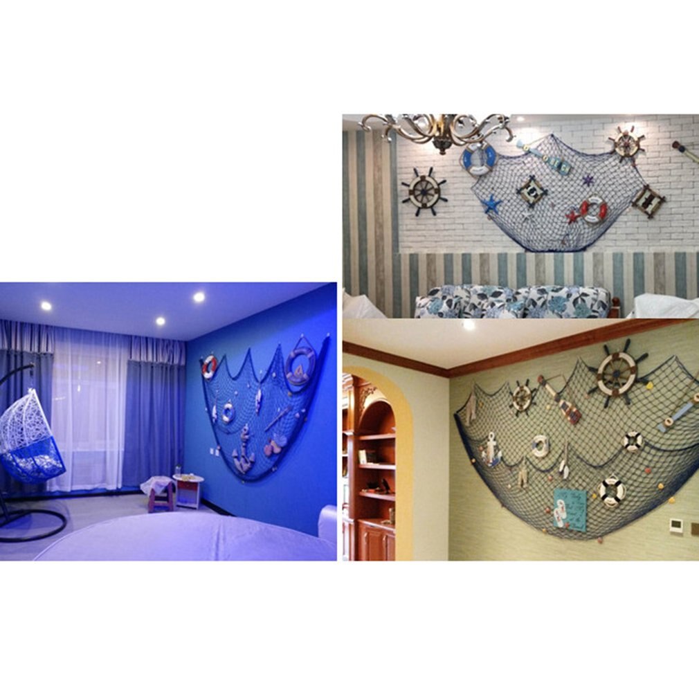 Mediterranean Sea Fishing net Ocean Style Soft Loading Fishing Net Hand-woven Float Shell Wall Decoration