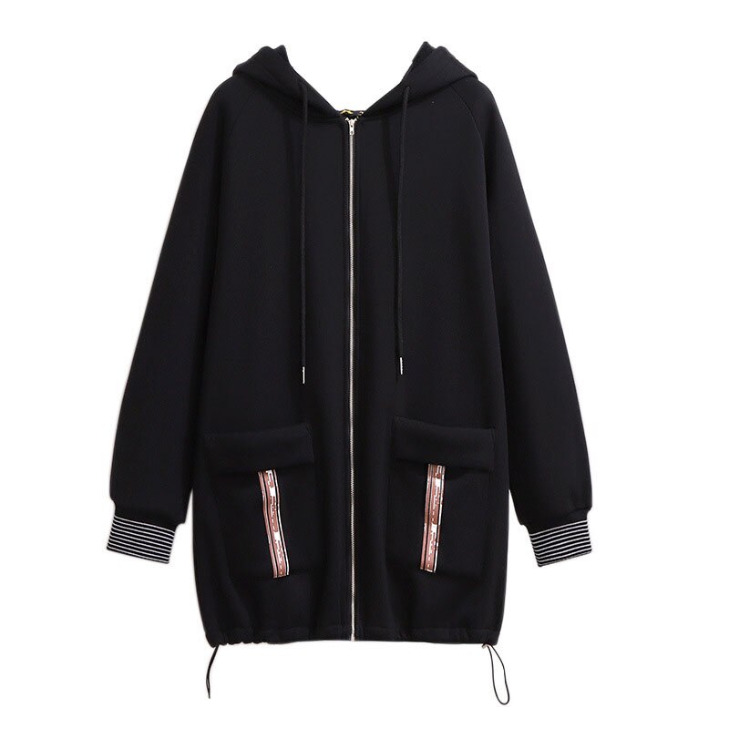 150Kg Plus Size Vrouwen Winter Losse Fleece Hooded Sweatshirts Buste 157Cm 6XL 7XL 8XL 9XL 10XL Gedrukt vest Jas Zwart