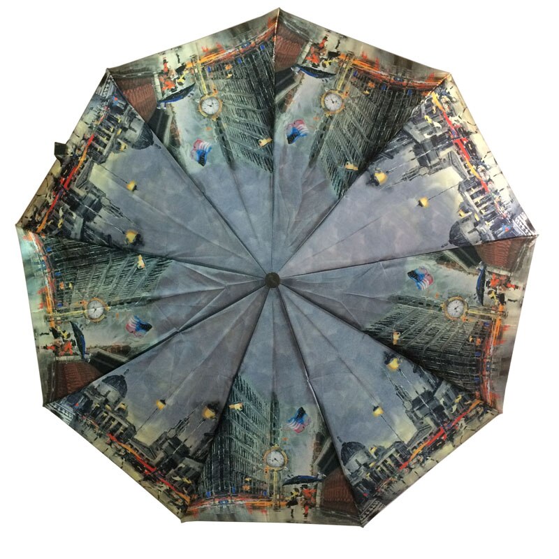 Paraguas de lujo automático para mujer, sombrilla resistente a la lluvia, al agua y al viento, 3 pliegues, 23 pulgadas, 9K,: yellow gray