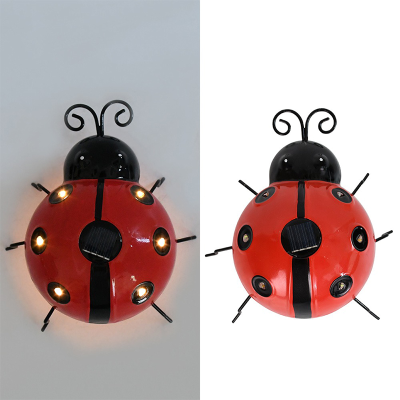 Solar Ladybug Lamp Outdoor Waterproof Garden Statue Wall Hanging LED Solar Powered Light For Garden Lawn Tree Landscape Decor: Blue / 0-5W