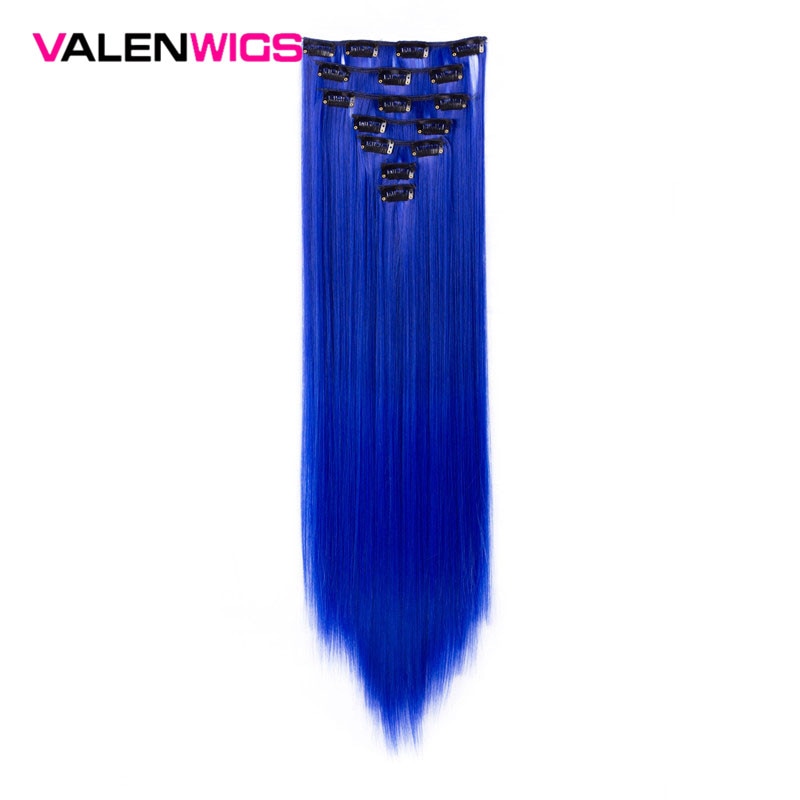 Valenwigs Synthetisch Haar Extensions Clip In Hair Extensions 22 "130G Clip Op Hair Extension Straight Kleurrijke Haarstukken Cosplay