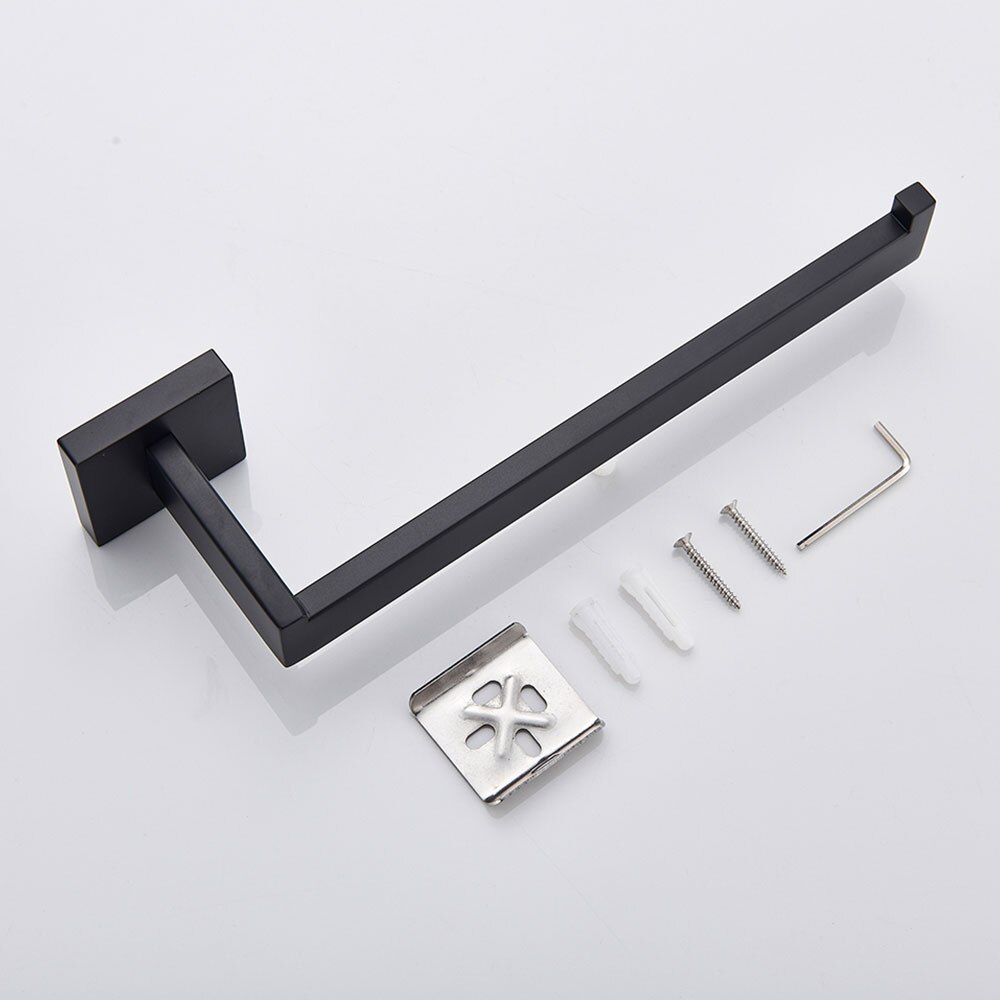 Matte Black Stainless Steel Bathroom Hardware Sets Robe Hook Towel Bar Toilet Paper Holder Bathroom Accessories Sets