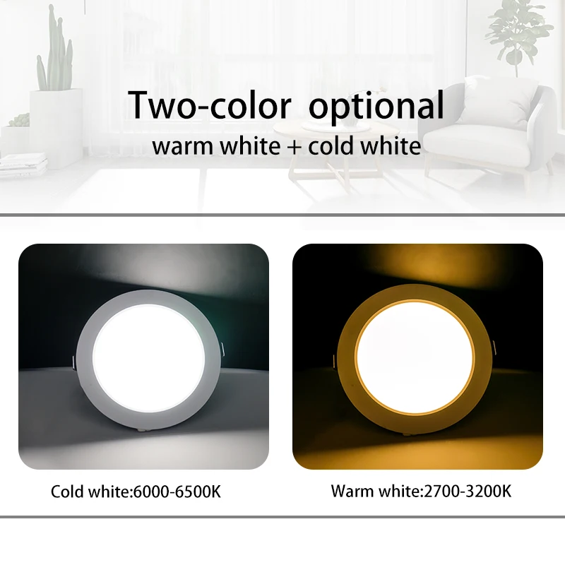 Foco LED empotrable para techo, lámpara redonda para sala de estar, cocina y baño, CA 220V, 3W, 5W, 7W, 9W, 12W, 15W