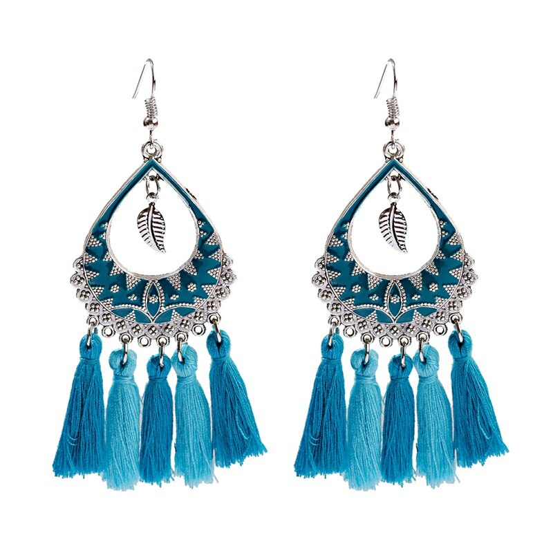 Boho Gypsy Summer Tassel Earrings Womens Vintage Bohemia Water Alloy Flower Earrings Jhumka Hanging Jewelry: Style 4