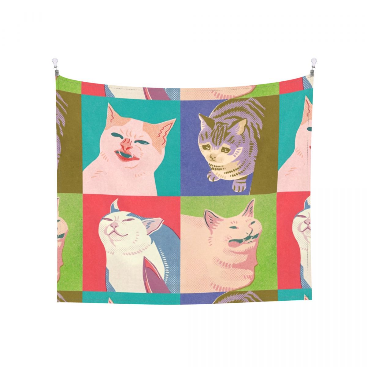 Cuatro Meme gatos de la Apocalipsis tapiz colgante de pared grande poliéster tapices Animal manta Boho dormitorio decoración de pared de tela: 203x152cm 80x60in