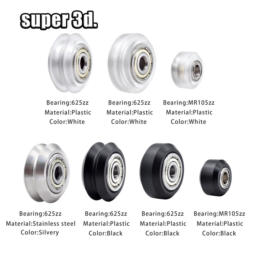 3D Printer Plastic Wheel with Bearings Bearing Roller Wheel POM 24 x 24 x 11 mm Embedded Groove Ball Bearings