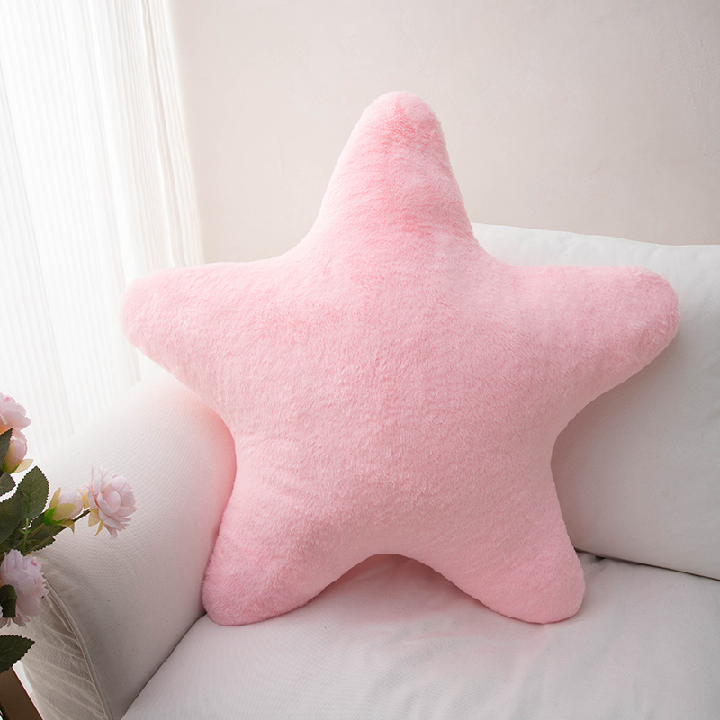 Almohada decorativa en forma de estrella para cama, almohada de felpa suave, cojín bonito de felpa para dormitorio de niños y sala de estar: Rosa