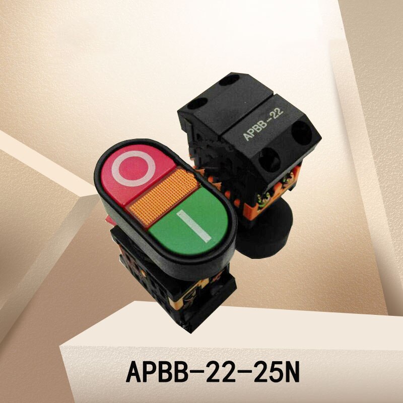 1PC Start Stop Button Switch APBB-22-25N Red Green Double Bond Power On And Off