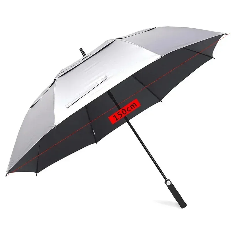 185 cm großer Golf-Regenschirm für Männer, manuell, langer Griff, beständig, UV-Schutz, Sonnenschirm, Schatten, Reise-Strandschirm, winddicht, stark: Dark Grau