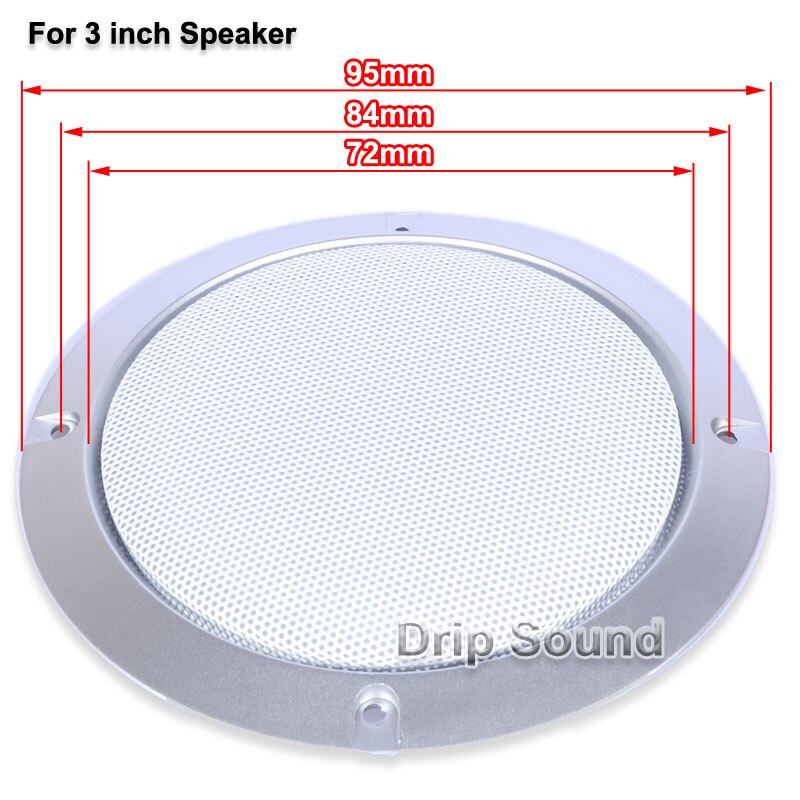 For 3"/4"/5"/6.5"/8"/10" Inch Audio Speaker Conversion Net Cover Decorative Circle Metal Mesh Grille Protection #Silver+White: 2pcs / For 3-inch Speaker