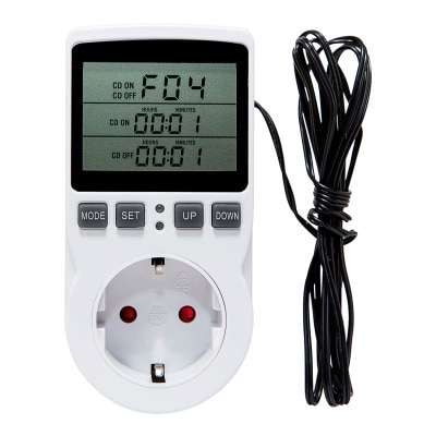 KEBETEME Thermostat Temperature Controller Socket Outlet With Timer Switch 16A 220V Heating Cooling Timing Mode: EU
