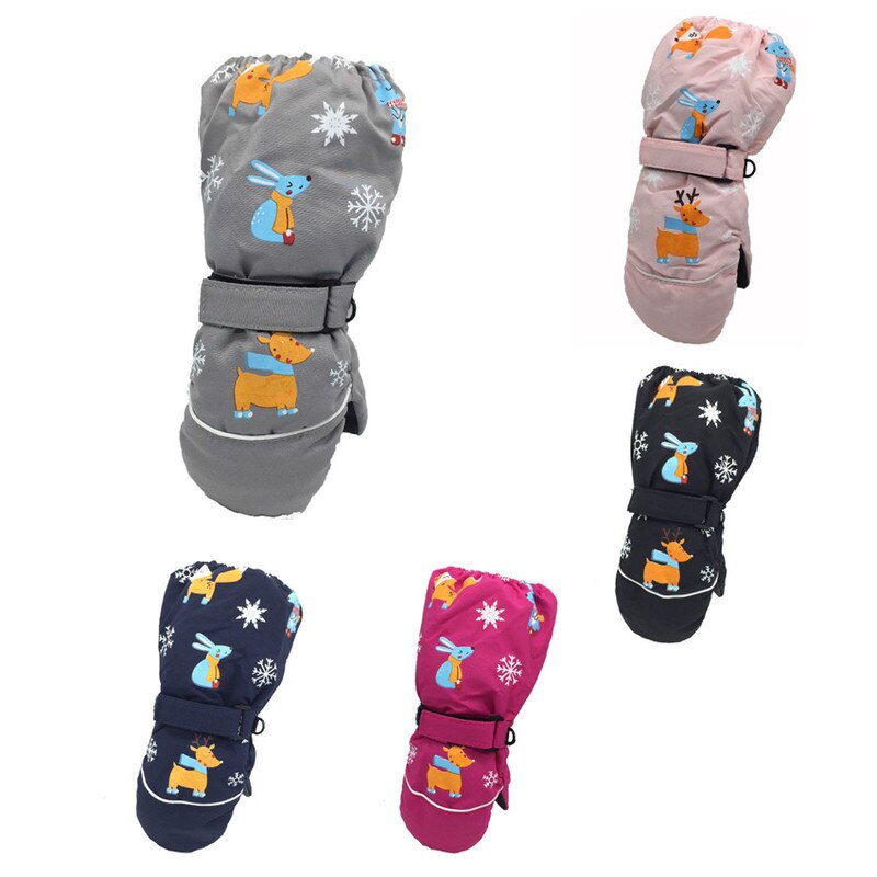 1 paar Kinderen Ski Handschoenen Winddicht En Waterdicht Drie-layer Warme Handschoenen Winter Essentiële Warme Handschoenen Leuke Elanden