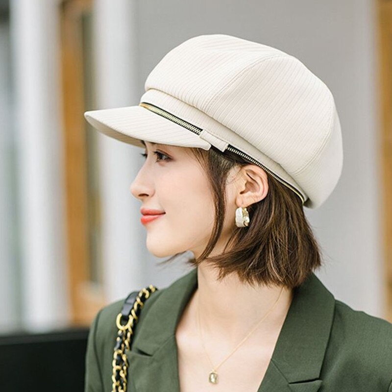 Gorras elegantes para mujer, sombrero con cremallera, tendencia Retro, estilo clásico, Snapback, Otoño e Invierno