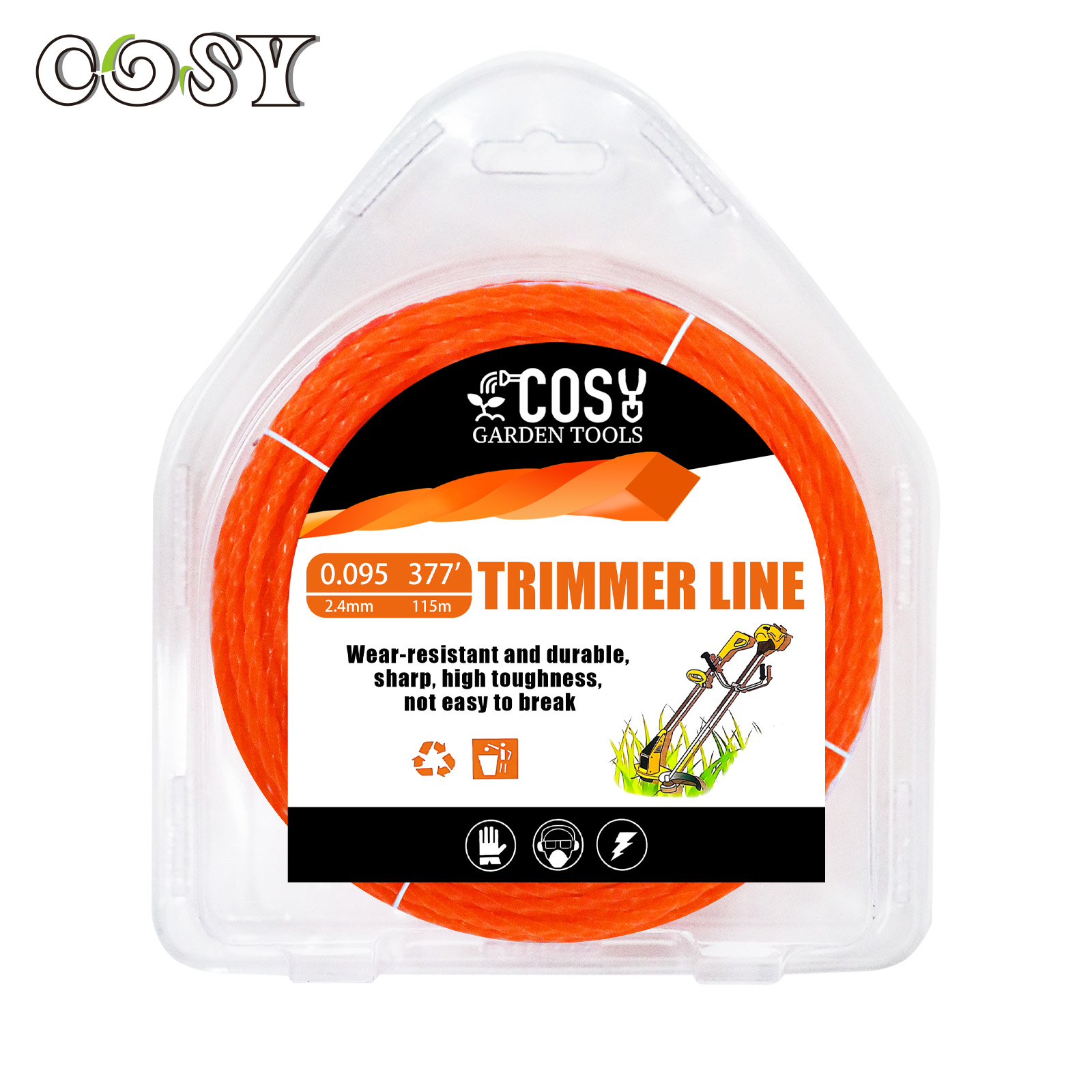 2.4/2.7/3.0/3.5/4.0mm * 100m carretel linha de corte de gramado náilon distorção quadrada espiral cortador de escova corda cortador de grama cabeça acessório: M / tipo 2