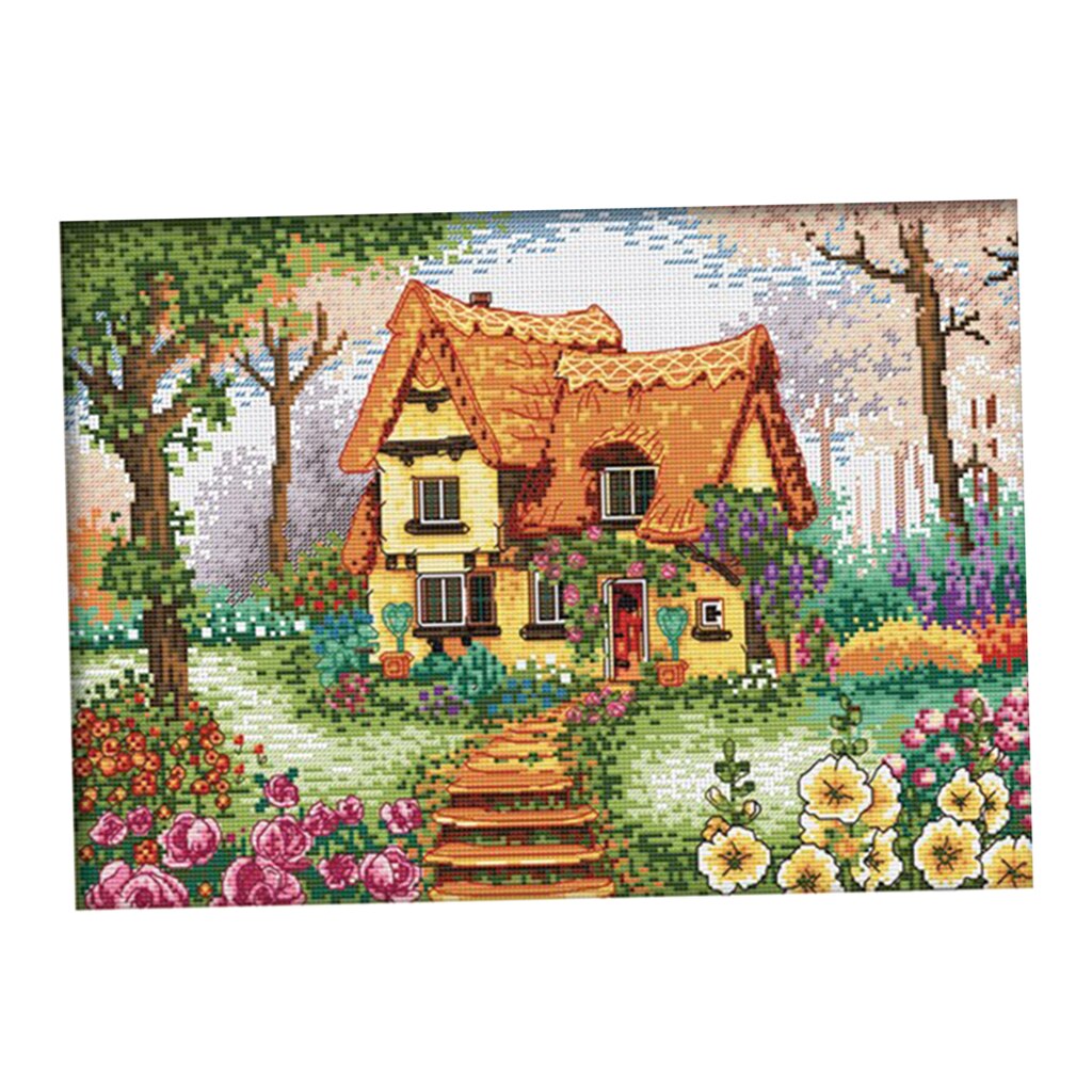 11CT Stamped Cross Stitch Kits Sew Patterns Cross-Stitch Pattern Beautiful House