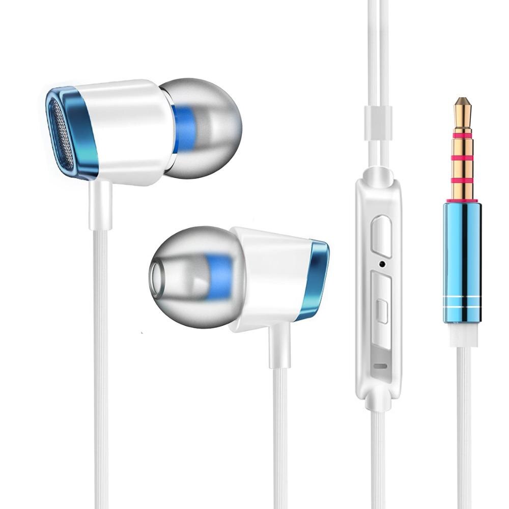 VPB A8 wired metal earbuds soundproof, high-definition, with microphone, computer headset and call headset: Blue