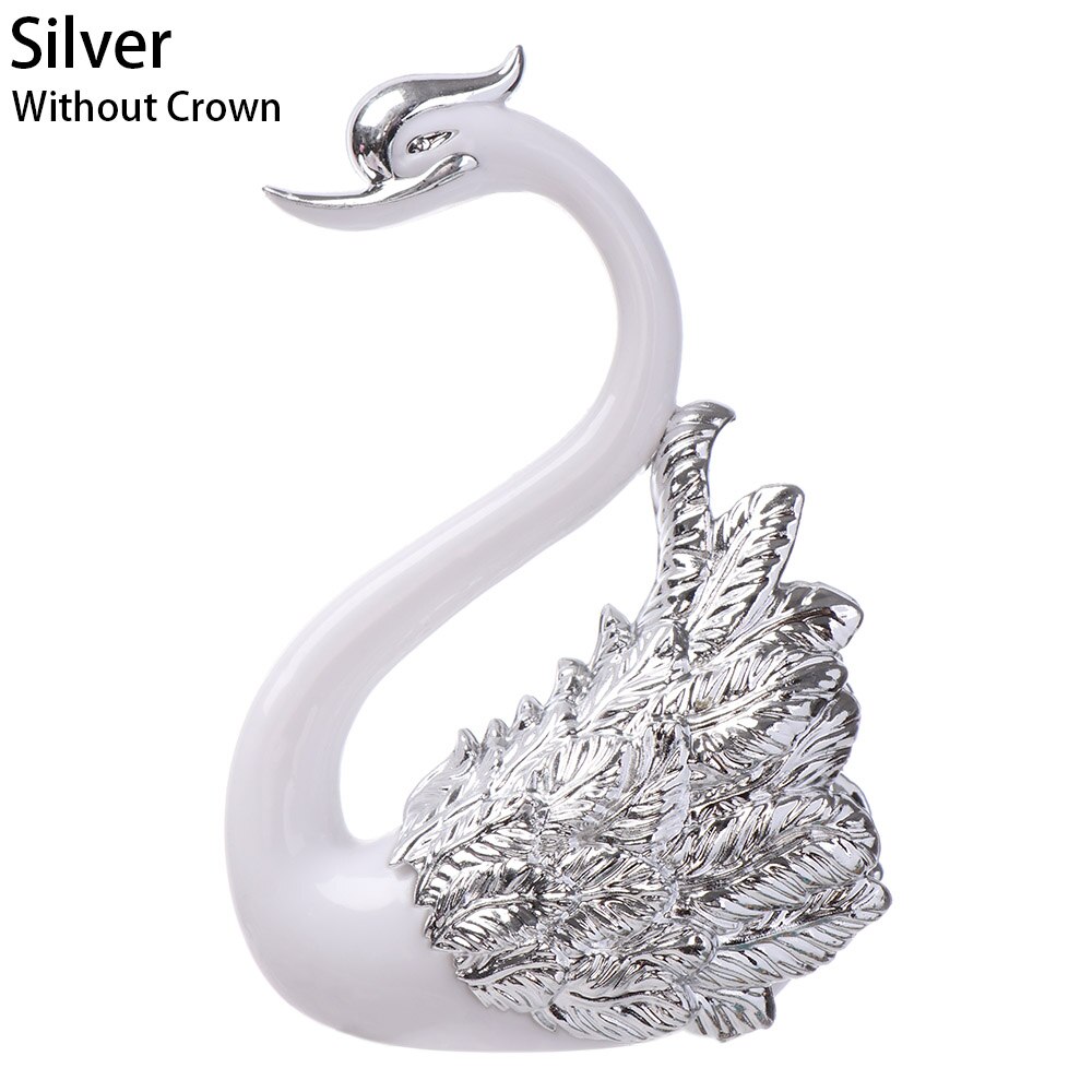 1 pc guld sølv svane kage topper fjer svane krone udsmykkede ornament diy bagning forsyninger sød bryllupsfødselsdag dekoration: Sølv uden krone