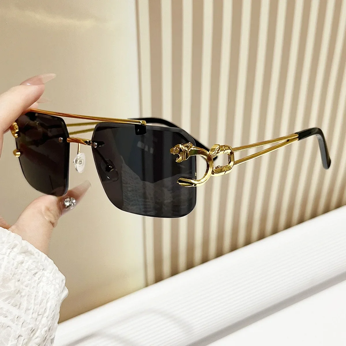 Sunglasses Men Rimless Sun Glasses Shades Lens Ladies Frameless Eyeglasses