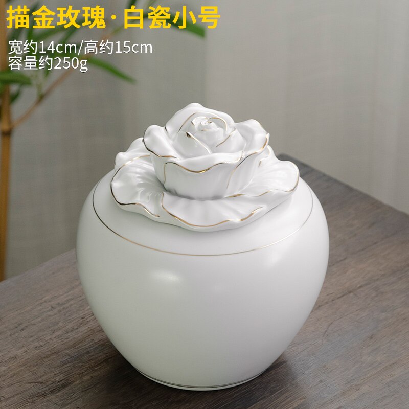 Large Tea Tin Ceramic Airtight Jar Tea Caddy Moisture-proof Tea Box Tea Container Tea Organizer Storage Tank Storage Box Tea Can: white small