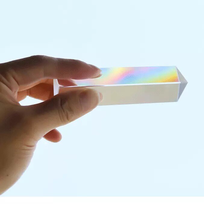 87Mm Glas Rainbow Driehoekig Prisma Glas Haakse Reflecterende Driehoekig Prisma Onderwijs Lichtspectrum Regenboog Prisma