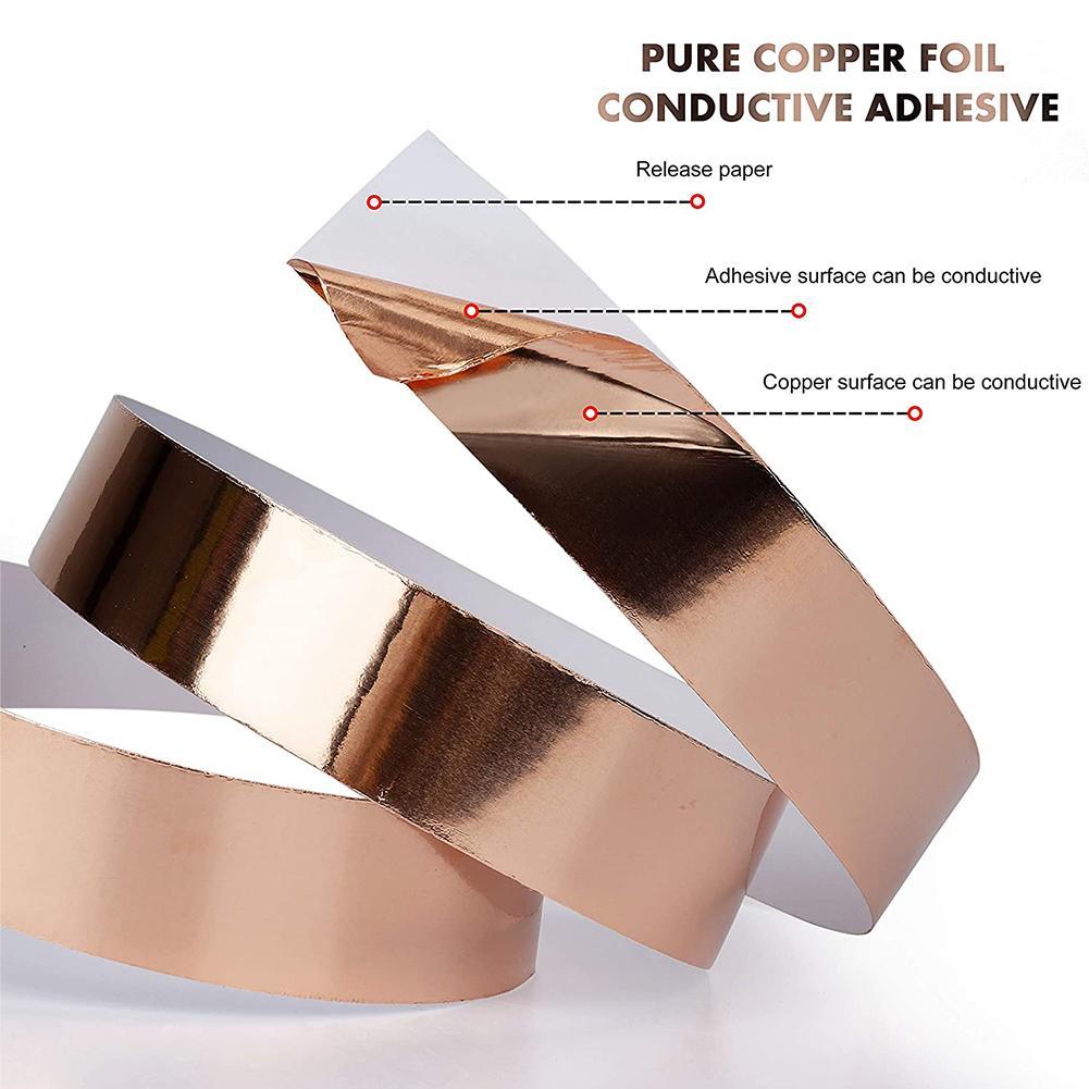 20M Double Sided Conductive Copper Foil Adhesive Tape, Copper Foil Tape For EMI Shielding, Crafts, Soldering, Electrical Repairs