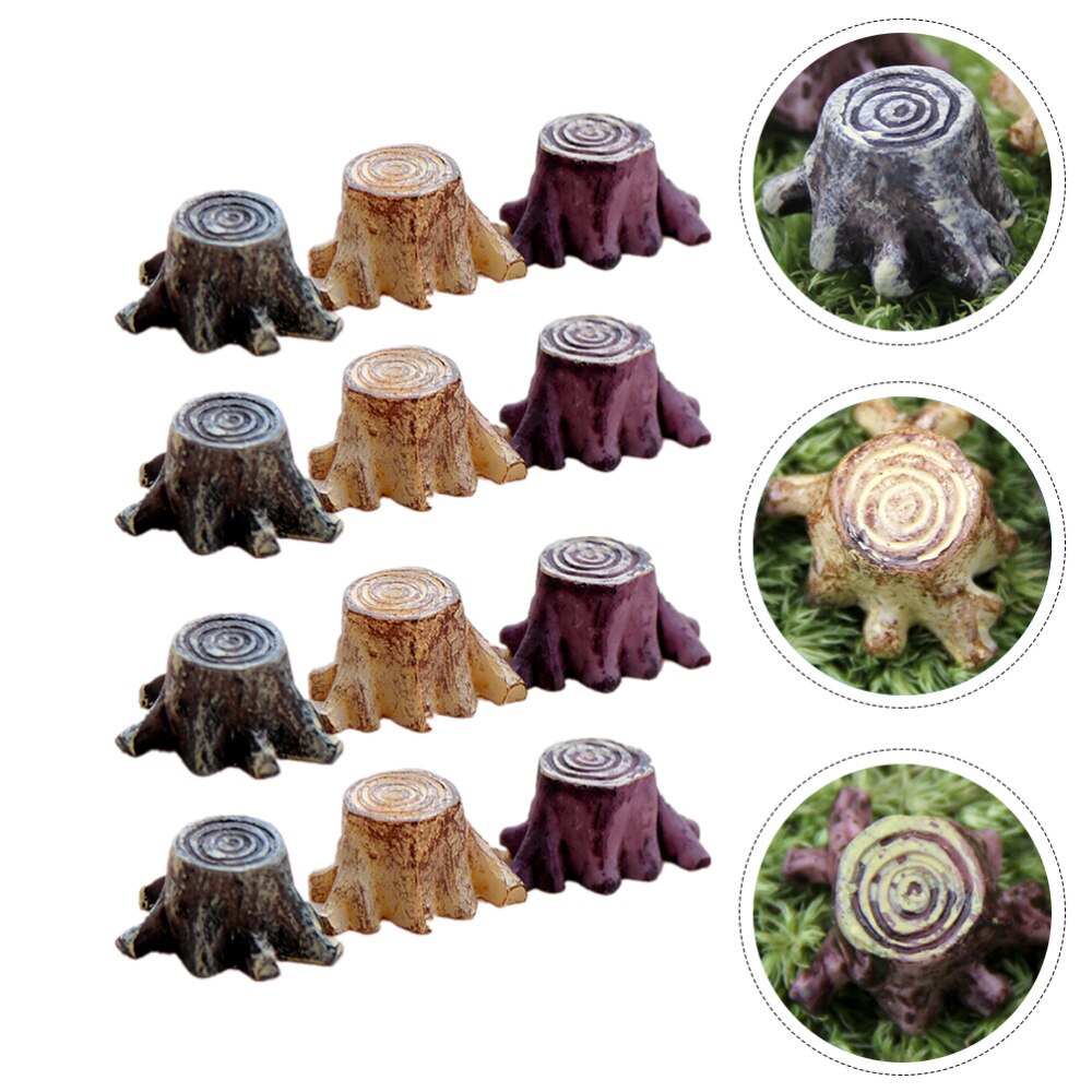 12 pièces artificielle Mini racine souche résine arbre souche décoration (couleur aléatoire)