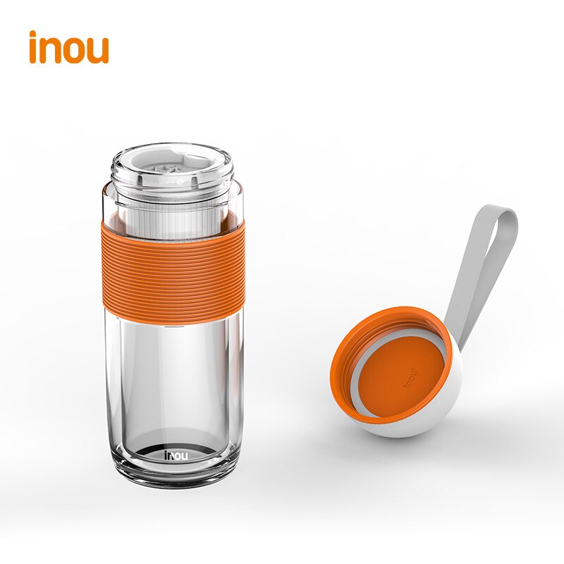 inou Double Wall Glass Water Bottle With Alkaline Water Ionizer Heat Resistant Travel Car Office Drinking Bottles