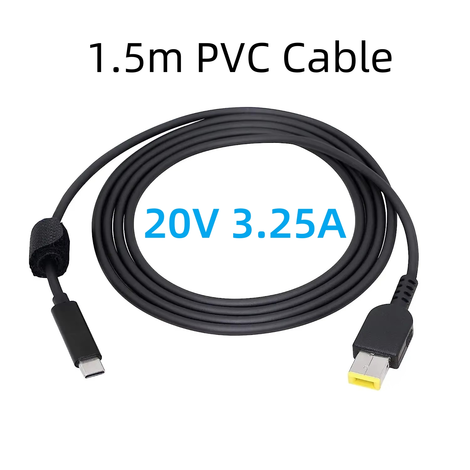 USB C GaN-oplader PD 65W 100W voedingskabel Type-C naar slanke tip vierkante poort convertersnoer compatibel met Lenovo ThinkPad-laptop: WHITE