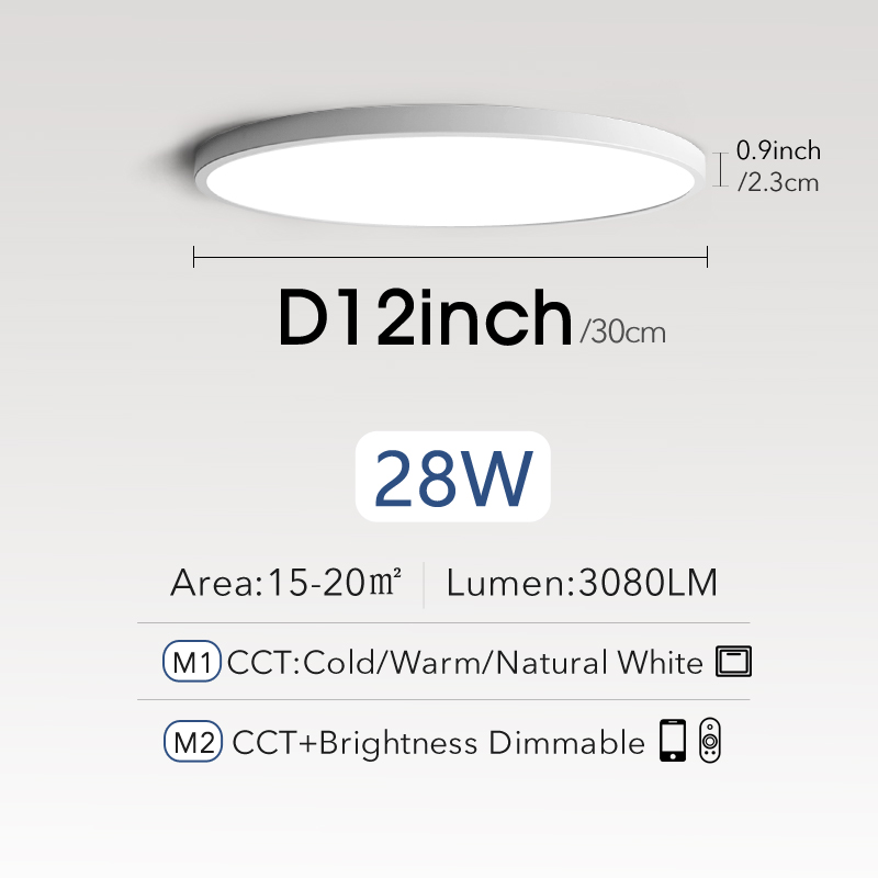 MARPOU smart led-licht 0,9-inch binnenslaapkamer grote plafondlamp moderne plafondlamp ultradunne led-plafondlamp voor kamer: Rood