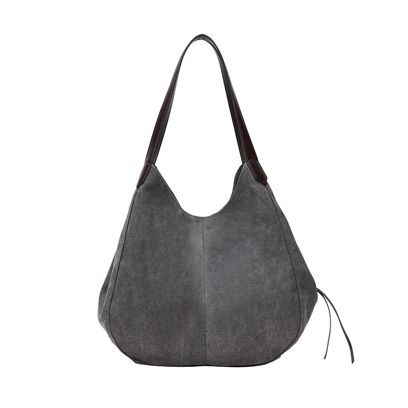 DIDA BEAR femmes toile sacs à main femme Hobos unique sacs à bandoulière Vintage solide multi-poches dames Totes Bolsas: Gris