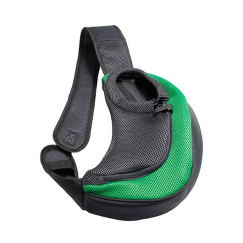 Bandolera de malla para perro y gato, bolso de hombro transpirable, cómodo, para cachorros y gatitos, Oxford: Verde / L