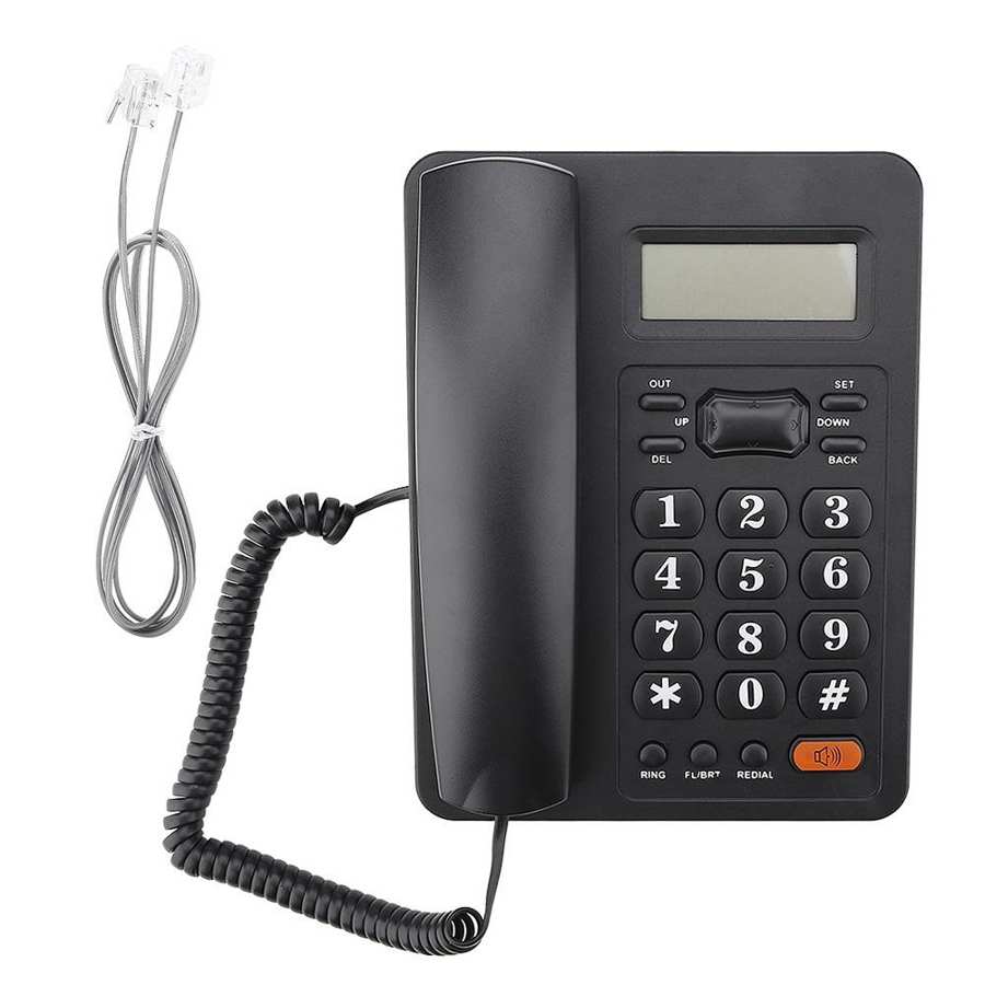 Landline Fixed Telephone Wired Home Office Hotel Desktop Telephone Caller ID Display with Redial Function DTMF/FSK Dual System