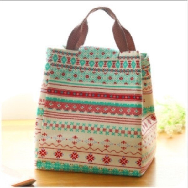 Sac de pique-nique de bande dessinée sac à déjeuner isotherme Bento alimentaire poche de pique-nique déjeuner en plein air conteneur toile sacs de maman pour les femmes enfants: Flower