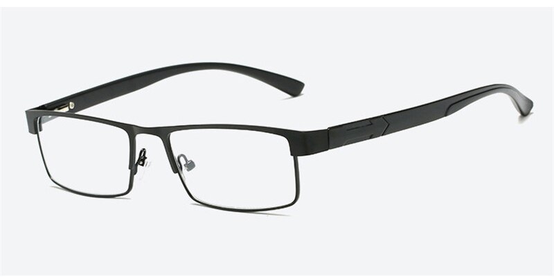 Leesbrillen van titaniumlegering voor heren, niet-sferische lenzen, retro zakelijke bril met hyperopie op sterkte voor heren: +400 / Zwart