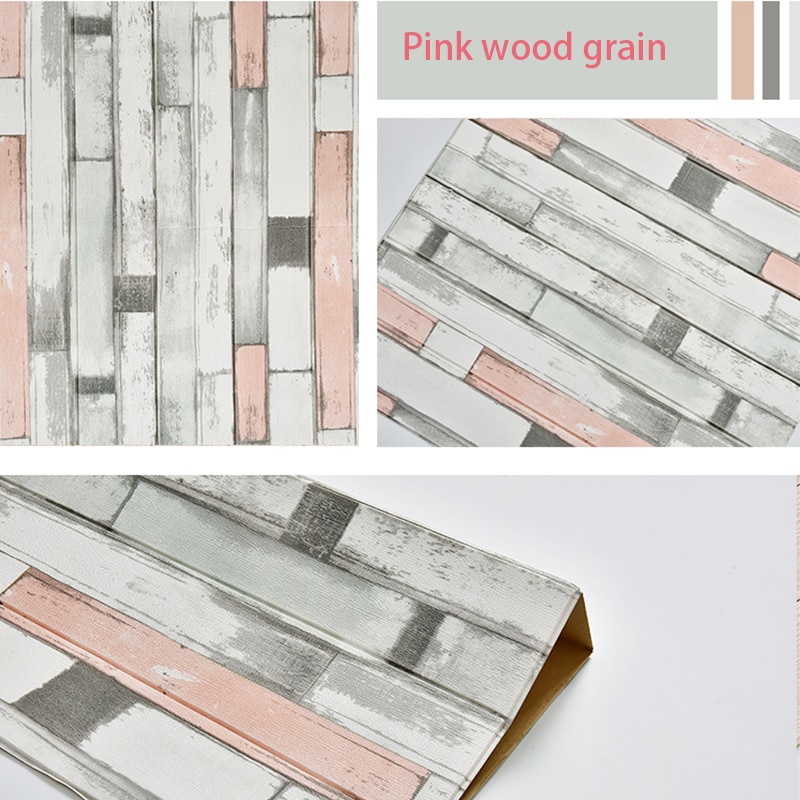3D Wooden Wall Sticker Home Decor PE Foam Waterproof Wall Covering Self Adhesive Wallpaper For Living Room Bedroom 3D Wall Panel