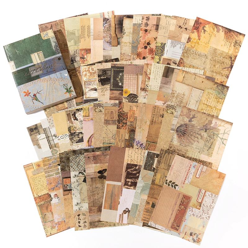 100 pièces matériel Vintage Journal Album fond papier bricolage décoration papier coloré Scrapbooking indésirable Journal papeterie fournitures: kaki foncé