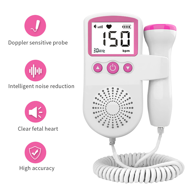 Doppler Fetal de 3,0 MHz para mujer embarazada, monitor de ritmo cardíaco Fetal, 9 semanas después, altavoz incorporado