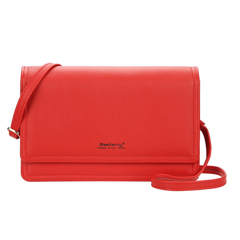 Baellerry damen-umhängetasche aus leder, einfarbig, einzelne schultertasche, crossbody-geldbörse, luxustaschen: Rot