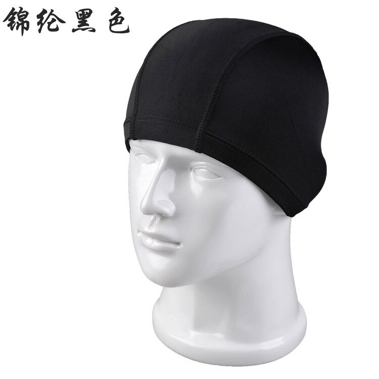Badmössor för män barn öron badmössa långt hår sport simma polyester skydda poolhatt för vuxna tryck badmössor  sw712: Svart