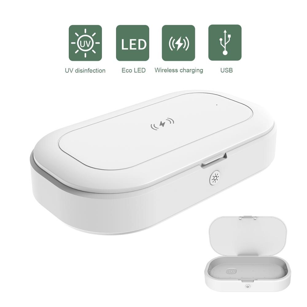 Wireless charging UV Phone Sterilizer Box Mask Phones Cleaner Personal Disinfection Cabinet with Aromatherapy Esterilizador: wireless charging